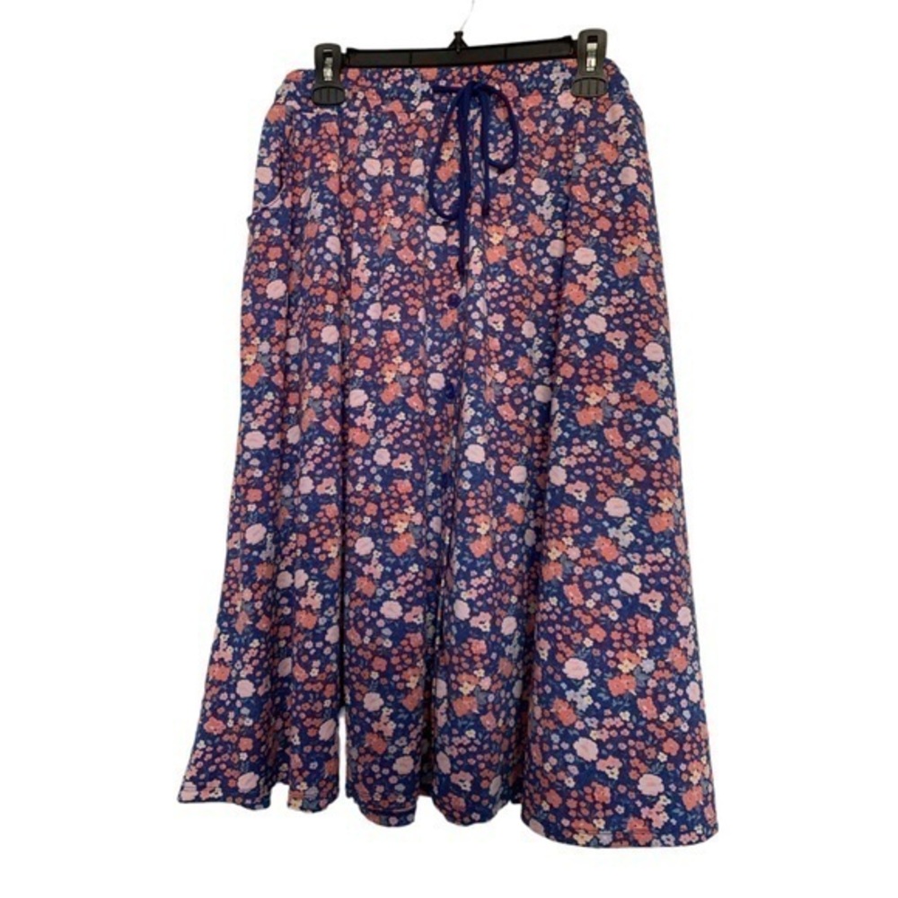 Lularoe Blue Pink Marsha Mid Length A-Line Skirt Size XL EUC #0062